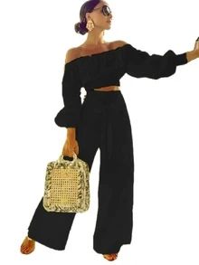 Conjunto Primavera De Dos Piezas Casual - Negro - Ver 2