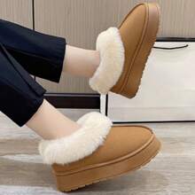 Women's Suede Shearling Ankle Moccasin Bootie Slippers Indoor Warm Snow Boots - 棕色 - 查看 4