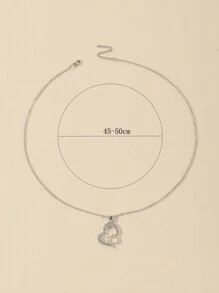 1 Miếng Đúng mốt Và Thanh lịch Giường đôi tiêu chuẩn Hình trái tim Vòng cổ mặt dây chuyền Với Kim cương giả - Bạc - Xem 4