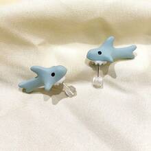 1 對可愛動物黏土耳環,3d 卡通恐龍/柯基犬/鯊魚耳環女孩,有趣的節日禮物 - 鯊魚 - 查看 18