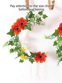 1 pieza Flor artificial de cosmos, decoración colgante con hoja de batata y media luna - para colgar en el hogar, habitación, ventana, entrada de hostales