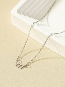 1pc Fashionable Minimalist European And American Style Small Delicate Metallic Smooth Surface Number Detail Women's Collarbone Chain Necklace Suitable For Daily Travel, Festivals, Parties, Work - Silver - View 16