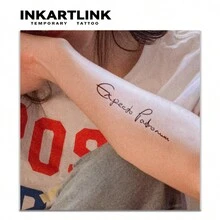 Inkartlink 8入組英文情感短句草本汁臨時刺青、刺青、15天刺青、半永久性刺青、逼真假刺青、維持時間1-2週 - 黑色 - 查看 5