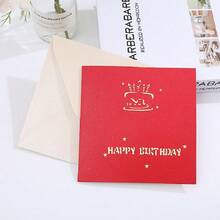 生日卡3d創意蛋糕造型紙雕手工禮物,搭配最美好的祝福和“生日快樂”字樣