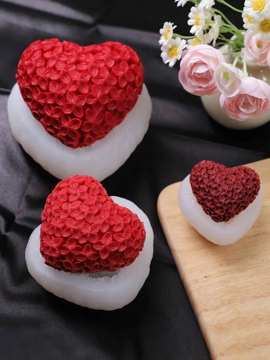 Heart Shaped Flower Candle Molds & Silicone Flower Soap Ball Mold For Diy Handmade Crafts