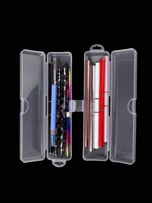 Nail Art Tools Storage Box, Transparent Rectangular Container Set With Portable Carrying Handle For Nail Polish Brushes, Sanding Block, Nail File, Uv Gel Polish Pen, Sponge And More - Clear - View 4