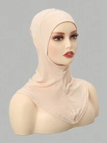 1 pieza Accesorios de abaya para mujeres, pañuelo elástico para la barbilla de color liso, sombrero cubreocabeza, diadema, velo suave para uso diario debajo del gorro para mujeres