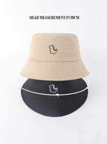 2入組女式簡約時尚恐龍刺繡漁夫帽,適合春秋季節,適用於情侶們及日常旅行戶外休閒運動 - 彩色 - 查看 3