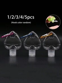 50ML空心形设计扣式乳液瓶，旅行容器，便携式翻盖挂钩瓶，可再填充化妆品容器空洗发水沐浴露管用于洗漱用品洗发水和沐浴露液体旅行瓶乳液分瓶可挤压容器50ml（挂钩颜色随机）旅行必需品学校学校用品节日露营节日必需品度假配件迷你女士香水男士香水海滩 - 無色 - 查看 1