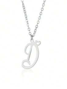 1Pc Minimalist Dainty Heart Initial Letter Pendant Necklace For Women Girls 26 English Letters Stainless Steel Clavicular Chain Necklaces Fashion Jewelry Gift