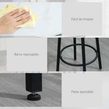 HOMCOM Juego de Mesa de Comedor Mesa Alta de Bar con 2 Taburetes Redondo 3 Piezas Marco de Acero Estilo Moderno para Cocina Salón Blanco y Negro - Blanco - Ver 5