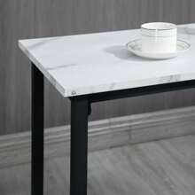 HOMCOM Juego de Mesa de Comedor Mesa Alta de Bar con 2 Taburetes Redondo 3 Piezas Marco de Acero Estilo Moderno para Cocina Salón Blanco y Negro - Blanco - Ver 3