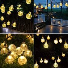 Guirnaldas de Luces LED Solares Exterior, 11M 60 Focos LED Serie de Luz - Cálidos, Impermeables IP65, 8 Modos de lluminación, Cadena de Luces Decorativas para Jardin Patio Boda Hogar Cuarto Navidad - Multicolor - Ver 5
