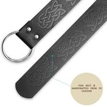 2 件/套黑色中世紀騎士腰帶,復古圖案 Pu 皮帶,適合戲劇和角色扮演服裝配件 - 黑色 - 查看 4