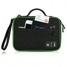 Electronics Organizer Travel, Portable Waterproof Electronic Storage Bag For Small Charging Cord Storage,Charger,Small Electronics For Travel - Black - View 4