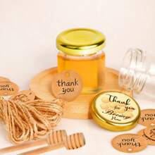 10pcs Mini Honey Jars-1.5oz/45ml, Wedding Gifts For Guests Hexagon Honey Jars With Gold Cover, Wooden Dippers, Thanks Tags, For Baby Shower Bridal Shower Gift Packaging - 10pcs - View 7