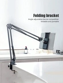 360度手機支架平板夾具可旋轉支架懶人架可調式廣播廚房臥室桌面 - 黑色 - 查看 2