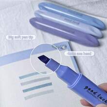 XINBIHE 4入組雙頭漸變螢光筆 // 可愛的螢光筆,適用於學生筆記和手帳 - 漸變藍 - 查看 9