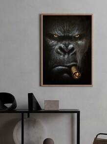 1入組有趣動物印花帆布海報,黑色大猩猩浴室、臥室、辦公室、客廳牆壁裝飾、家居裝飾、無框 - 彩色 - 查看 3