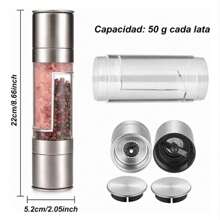 Moledor Molinillo Pimienta Sal 2 En 1 Manual Especiero - Plateado - Ver 5