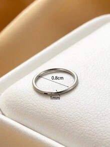 1入組極簡不銹鋼鉸接環形耳環（銀色）