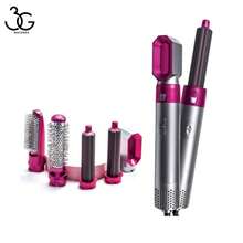 Styler 5 en 1, incluye peine de aire caliente, secador de pelo, cepillo de aire caliente, kit de cepillo desmontable, alisador de iones negativos, rizador de pelo - Plateado - Ver 1