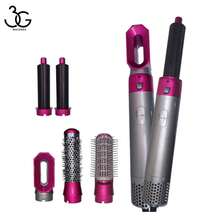 Styler 5 en 1, incluye peine de aire caliente, secador de pelo, cepillo de aire caliente, kit de cepillo desmontable, alisador de iones negativos, rizador de pelo - Plateado - Ver 2