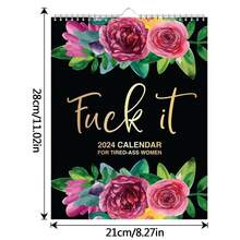 2024 Flower Wall Calendar For Tired-Ass Women,Fuc It Funny Monthly Calendars - Black - View 4