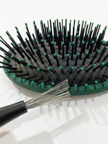 Multi-Functional Mini Hairbrush Cleaning Tool, Plastic Handle Small Hairbrush Comb For Removing Hair And Dust, Home And Salon Use - Black - View 3