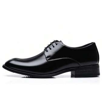 Men's Black Breathable Leather Dress Shoes Pointed Toe Lace-Up Formal Shoes Large Size Wedding Shoes Ballroom Dance Shoes Valentines