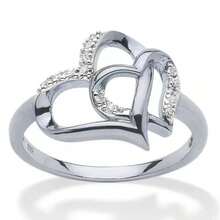 Hollow Out Double Heart Shape Ring With Rhinestone Decoration, Ideal For Proposal And Engagement, Saving & Fashionable Women's Jewelry