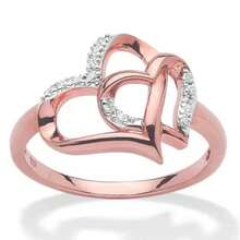 Hollow Out Double Heart Shape Ring With Rhinestone Decoration, Ideal For Proposal And Engagement, Saving & Fashionable Women's Jewelry