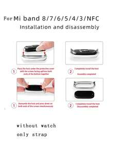 1入假皮革網格紋硅腕帶和透明保護殼,兼容小米智能運動手環8/7/6/5/4/3,具有nfc功能 - 黑色 - 查看 6