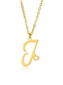 1個極簡淡雅的心形字母項鍊,適用於女性和女孩26個英文字母,不鏽鋼鎖骨鏈項鍊,時尚珠宝禮物