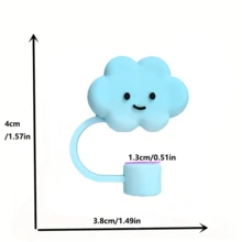 6入組可愛的卡通白色粉色藍色雲形吸管套,適用於10mm吸管,可重複使用,防漏防塵吸管塞,杯子配件 - 彩色 - 查看 2