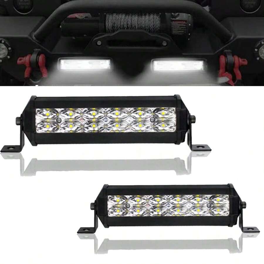 2 件装 LED 灯条 36W 12V-24V 越野卡车 12LED 组合 4000LM 超亮越野驾驶雾灯/工作灯适用于船舶 ATV UTV 卡车 SUV 拖拉机汽车聚光灯辅助高亮度灯 - 黑色 - 查看 1