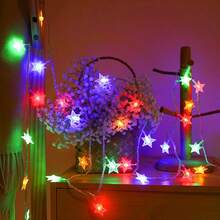 1pc 1.5/3/6m 10/20/30/40led Star Shaped Indoor Decoration Light String For Festival And Party Decoration, Prop Light