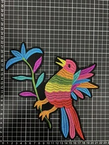 1 pieza Parche Bordado Termoadhesivo Para Ropa Con Diseño de Colibrí - Multicolor - Ver 3