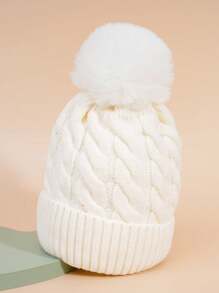 件男女通用冬季滑雪帽，Y2K 風格，戶外針織帽，溫暖時尚，適合日常通勤 - 米色 - 查看 2