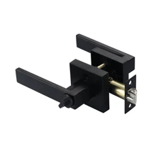 1pc Matte Black Keyless Door Knobs Interior, Heavy Duty Modern Square Privacy Door Handles For Bathroom And Privacy Locking - Black - View 2