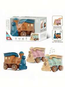 Modelo De Tren Eléctrico Inercial Divertido De Dibujos Animados Con Música Y Luz, Interesante Juguete Educativo Para Niños, Regalo De Vacaciones - Rosa Pálido - Ver 11