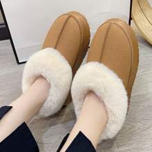 Women's Suede Shearling Ankle Moccasin Bootie Slippers Indoor Warm Snow Boots - 棕色 - 查看 5