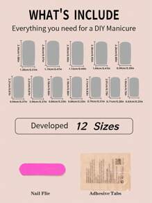 24入組淺粉色方形指甲藝術品,粉紅色蝴蝶結、粉色花卉設計+1個指甲文件+1個果凍膠 - 粉色 - 查看 7