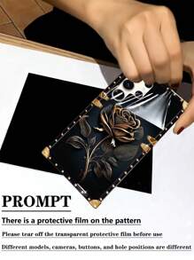 1pc Black Rose Element Fashion Shockproof Rectangular Phone Case, Compatible With Samsung Galaxy S26 Ultra/S26/S26 Plus/S26FE/, Apple 18ProMax/18pro/17 Pro Max/17 Air/16 Pro Max, 15 Pro Max/15/14 Plus/14 PM/14/13/12/11/XR, And Galaxy S25/S25 FE/A17/A07/S24+/S24 Ultra 5G/S24FE/S24/S23 Ultra/S23/S22/S22/S21/S20, A73/A55 5G/A57 5G/A37 5G/A54/A53/A52s/A35/A34/A33/A32 4G/A27/A25/A23/A15/A14/A13 4G, Anti-Slip Protection, Suitable As Spring Festival Gift Or Anniversary Gift - Black - View 7