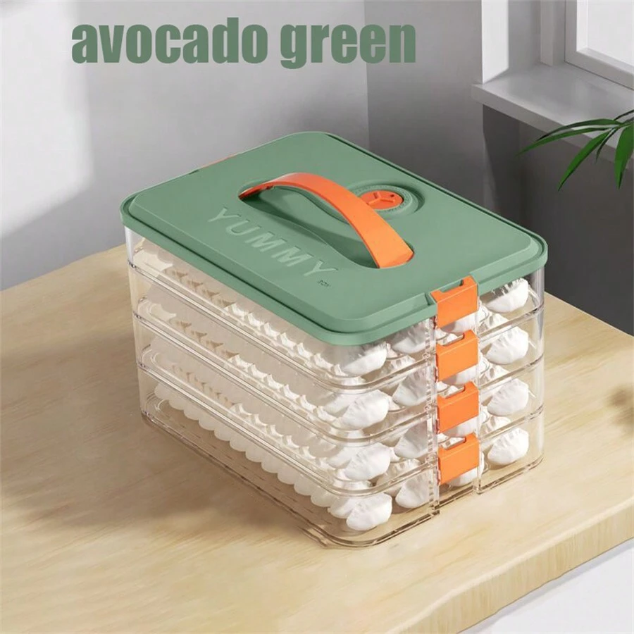 1只大容量餃子盒,特殊密封保鮮多層快速冷凍食品雲吞儲存盒,可放進冰箱冷凍保存,食品保鮮盒居家餃子盤快速冷凍雲吞冰箱盒蛋盒 - 綠色 - 查看 1