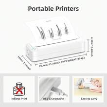 A4 Household Mini High Definition Portable Intelligent Mistake Question Correction Thermal Printer For Homeworks And Studies, Wireless Connection, 5 Rolls Of Thermal Paper Included - Pink - View 2