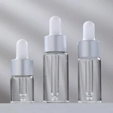 3pcs 5ml/10ml/15ml Tampa De Prata Fosca Frascos Conta-gotas De Vidro Vazio Recarregável Para Óleo Essencial Recipiente De Fluido Cosmético Com Conta-gotas De Pipeta