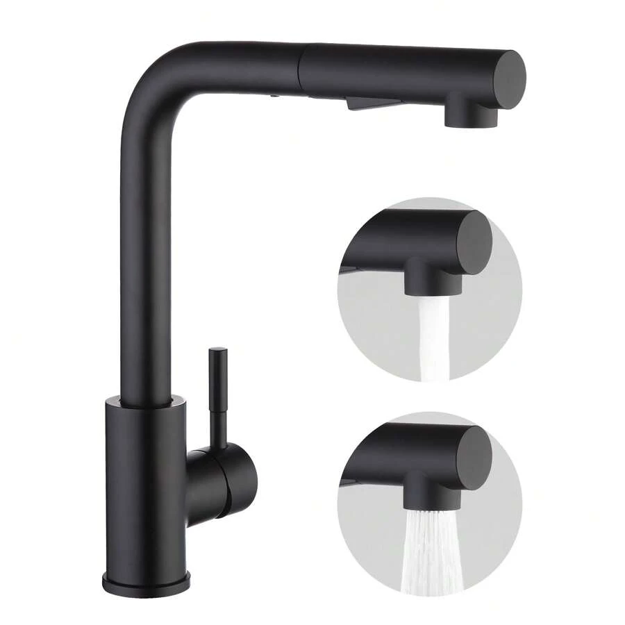 CECIPA Kitchen Tap Pull-Out Kitchen Mixer Tap With 2 Spray Types Sink Mixer Tap 360° Swivel Mixer Tap Kitchen - 黑色 - 查看 1