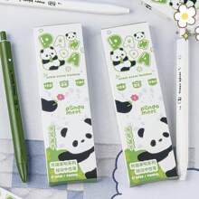 1 組 4 支裝 熊貓形速乾中性筆,供學生考試和練習用,黑色墨水,4 支 - 彩色 - 查看 2