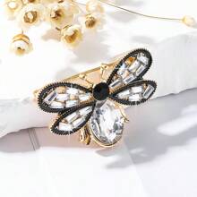 1 件時尚鏤空蜜蜂形胸針,帶水鑽和寶石裝飾,西裝裝飾別針 - 白色 - 查看 2